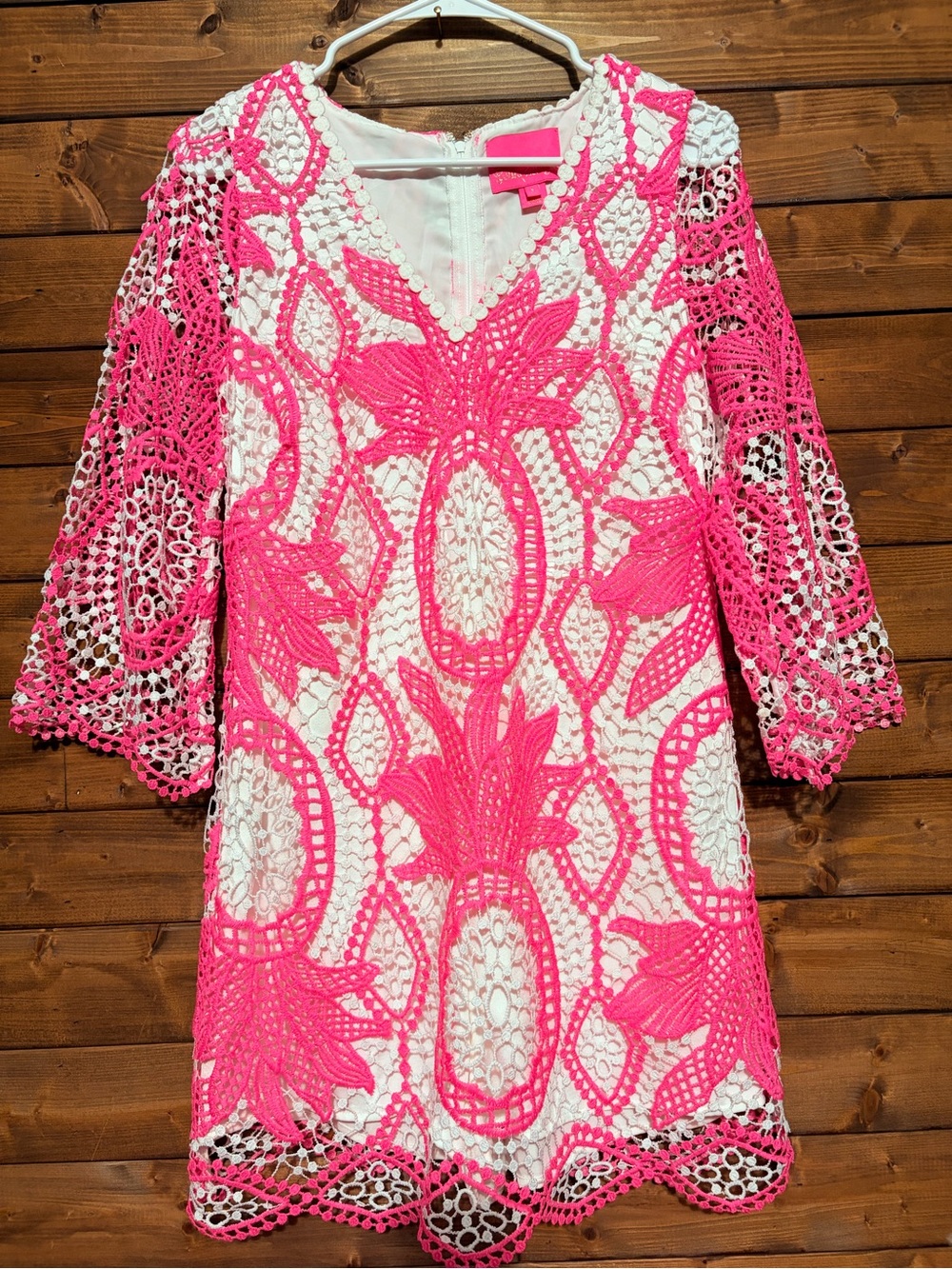 Lilly Pulitzer Lottie Crochet Lace Romper Pink White Size 2